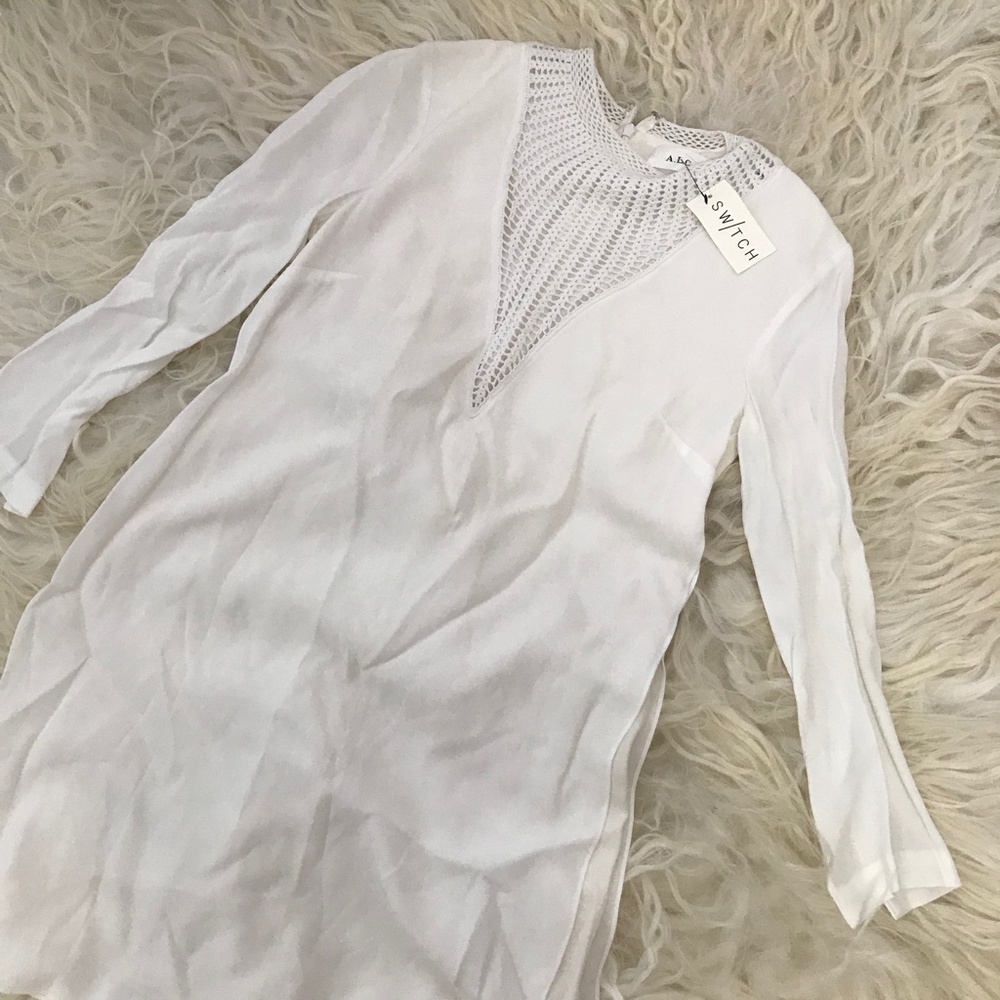 A.L.C. Allie crochet-paneled crepe mini dress - Picture 4 of 7